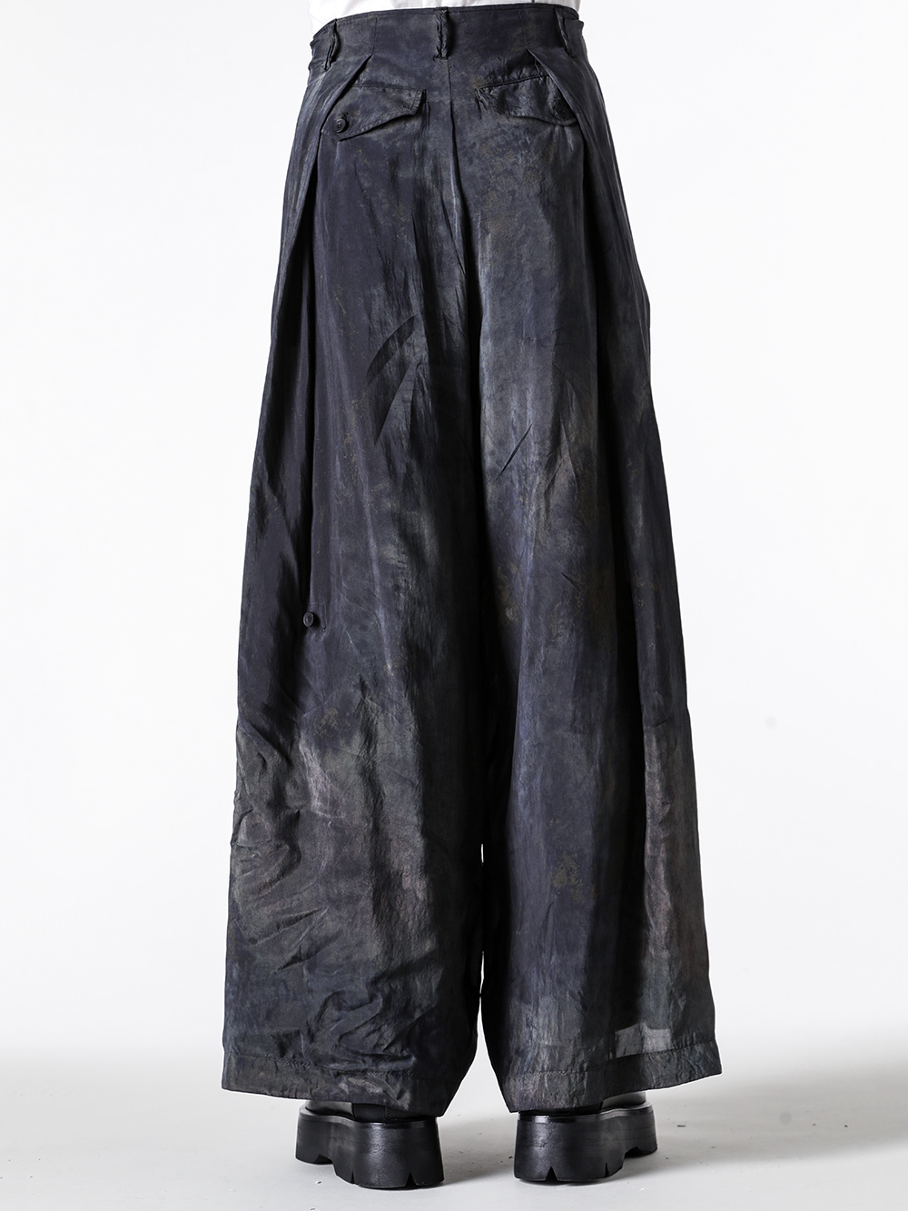 JULIUS - 25PF - TROUSERS - 907PAM1-S CUPRO TAFFETA COPPER SPATTLING TROUSERS 3-005