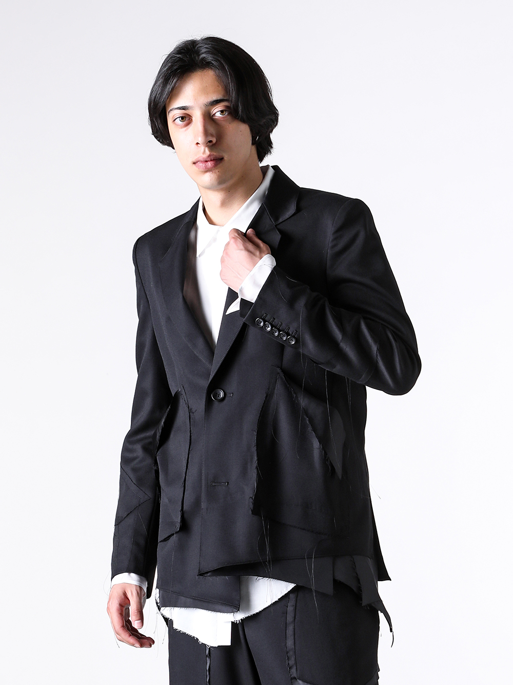 sulvam - 25AW styling - jacket - MW-J01-100 Slit 2 Button Jacket （Black） 1-001