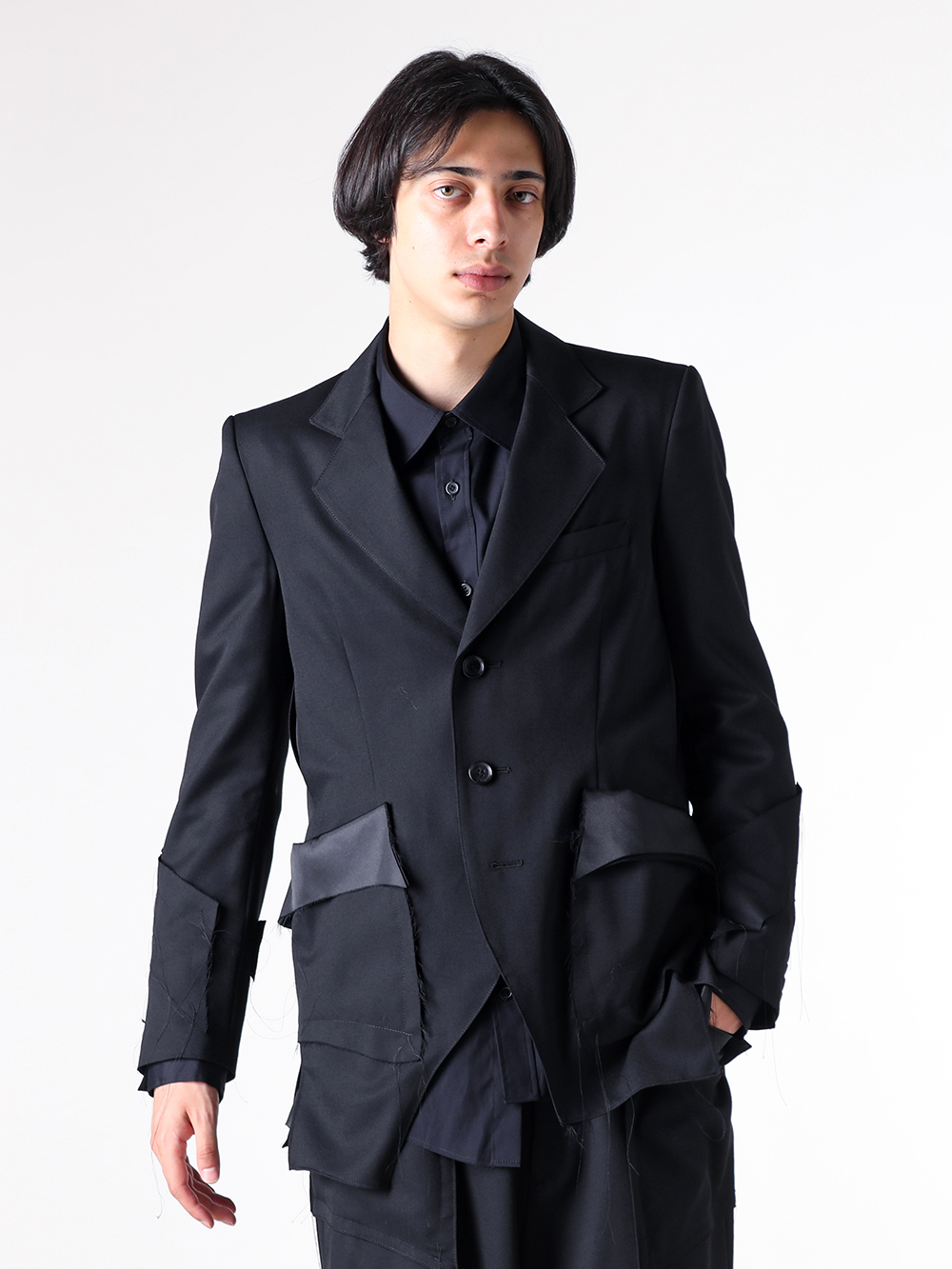 sulvam - 25AW styling - jacket - MW-J02-100 Three Button Asymmetric Jacket （Black） 1-004