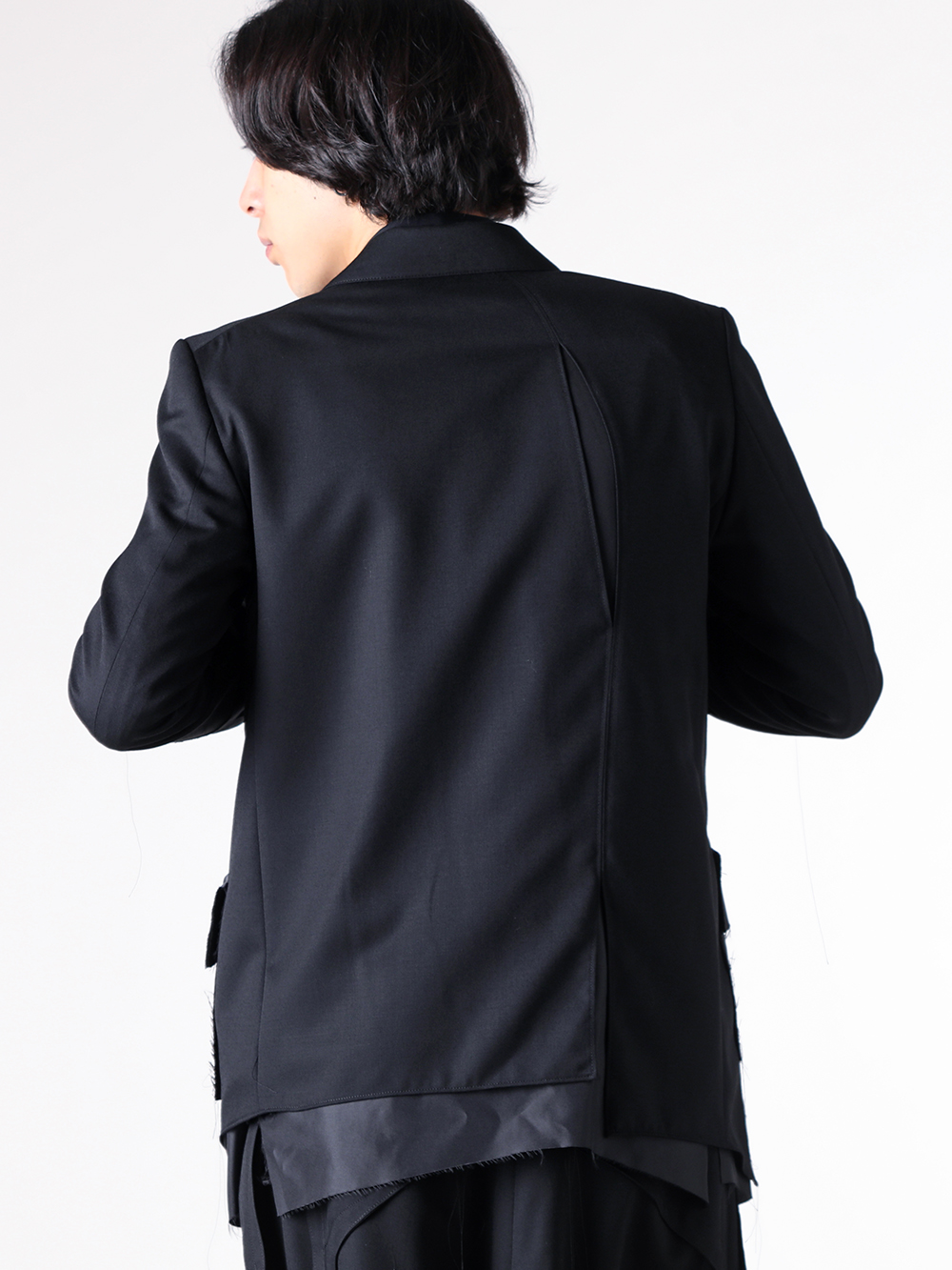 sulvam - 25AW styling - jacket - MW-J02-100 Three Button Asymmetric Jacket （Black） 1-005