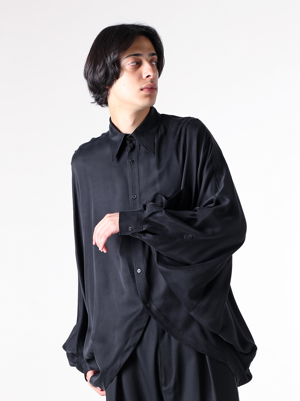 sulvam - 25AW  - Shirt - WW-B04 050-Dolman Shirt （Black） 2-0013