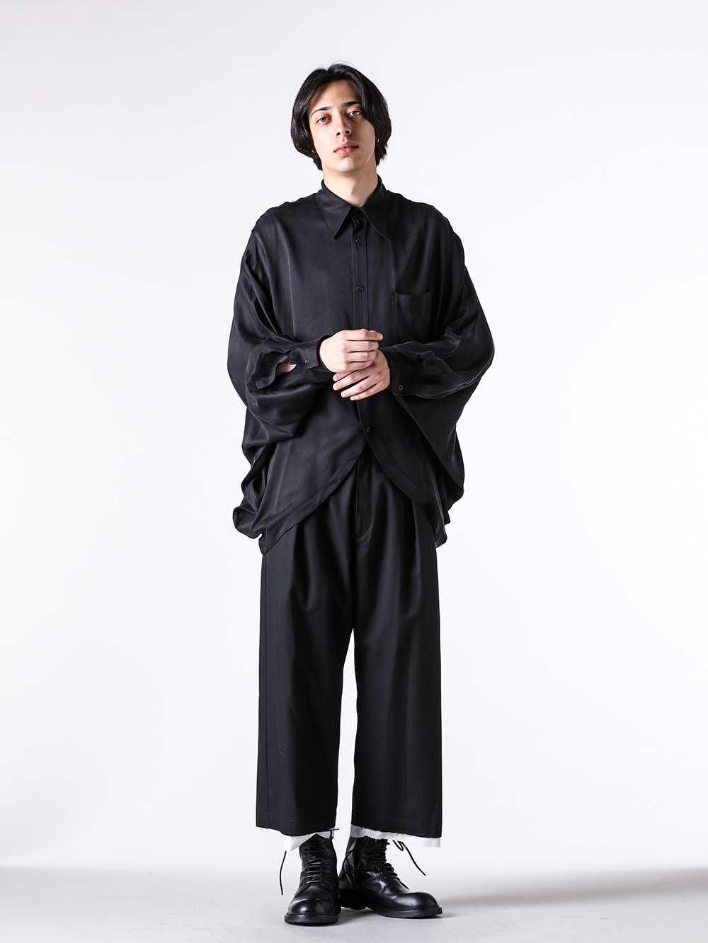 sulvam - 25AW  - Shirt - WW-B04 050-Dolman Shirt （Black） 2-0015
