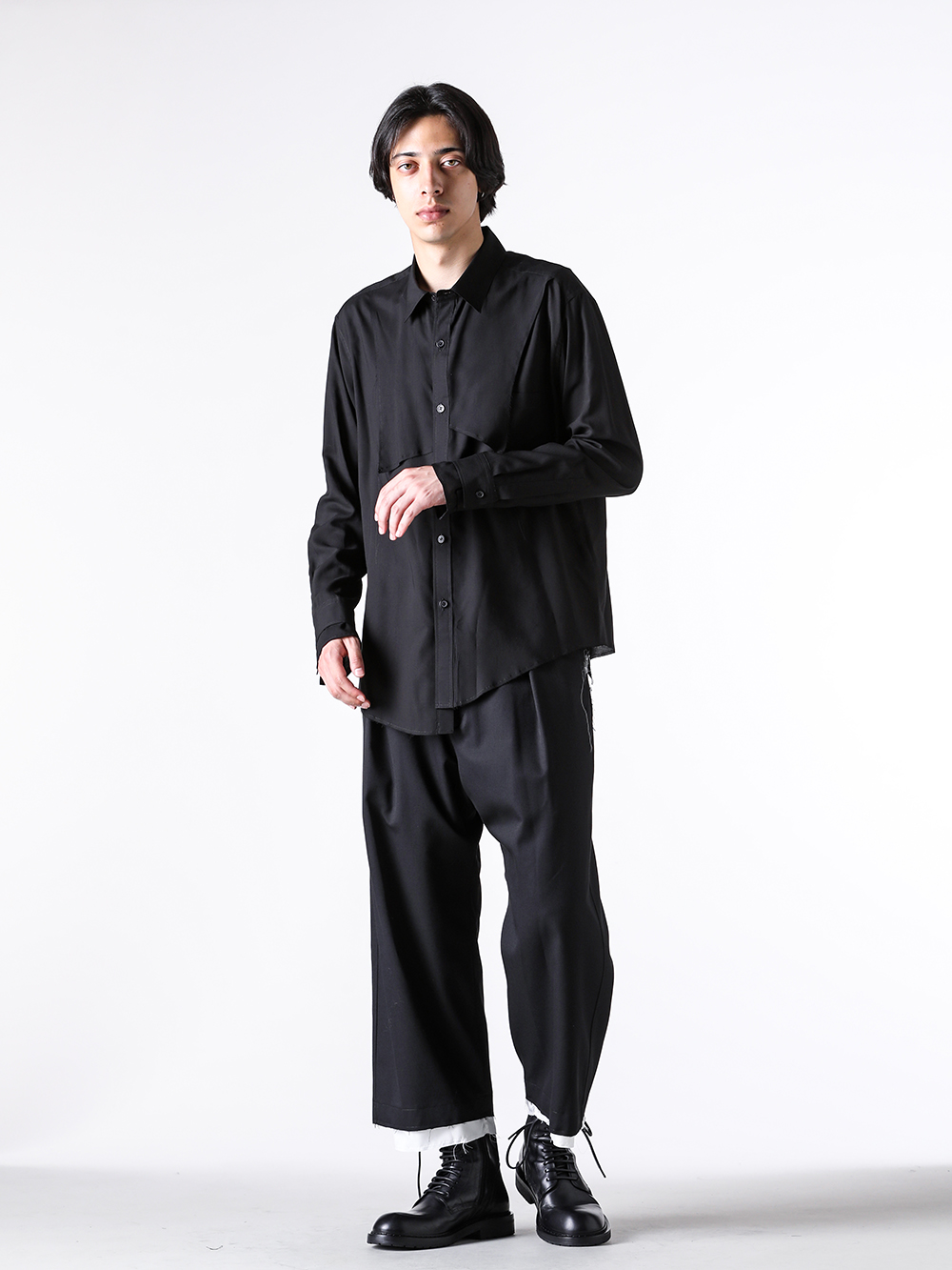 sulvam - 25AW  - Shirt - MW-B04-010 Tencel Besam Shirt （Black） 2-006