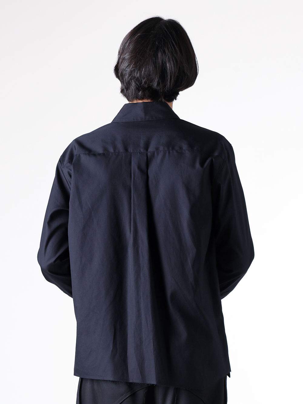 sulvam - 25AW  - Shirt - MW-B01-001 Pedicel Collar Asymmetrical Shirt （Black） 2-008