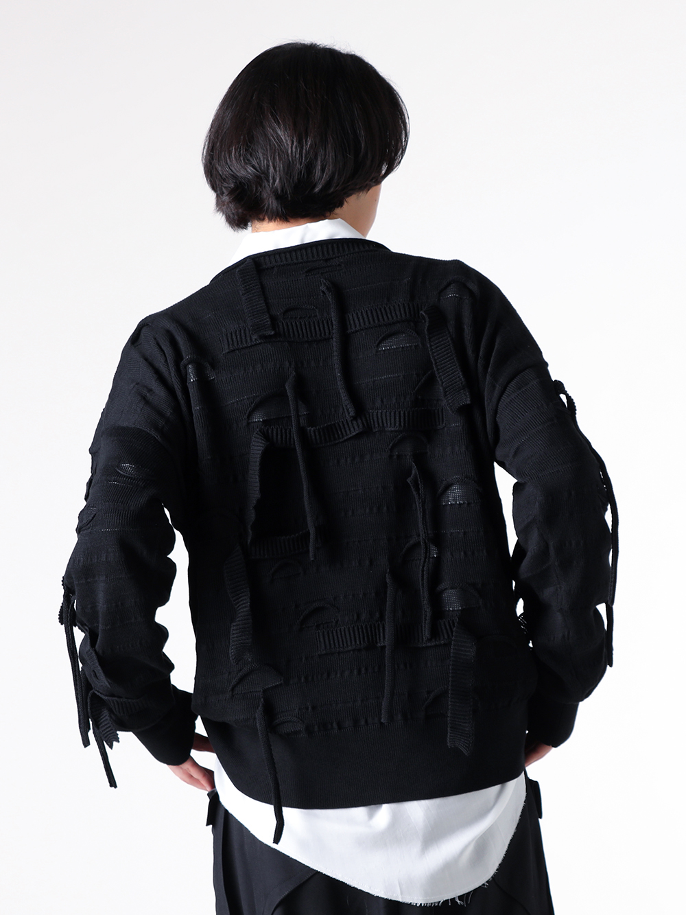 sulvam - 25AW - Knit - MW-K02-810 Broken Knitwear （Black） 3-002