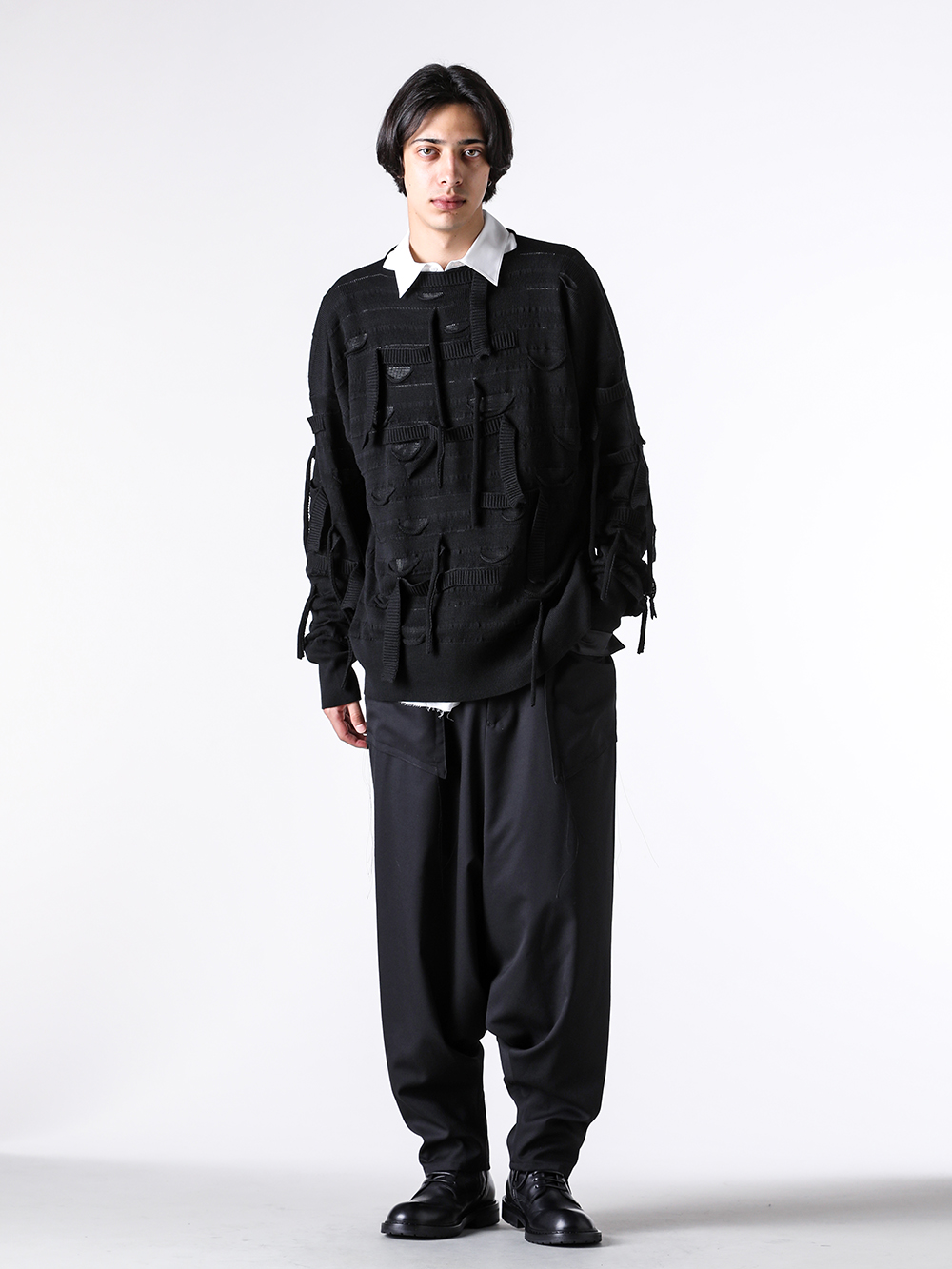 sulvam - 25AW - Knit - MW-K02-810 Broken Knitwear （Black） 3-003