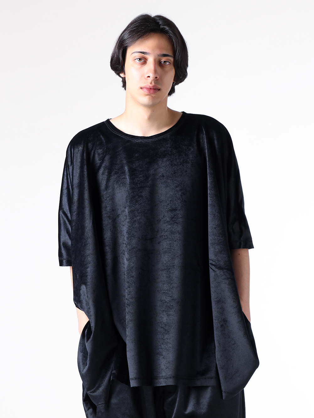 sulvam - 25AW - Short Sleeve T Shirt - MW-T01-700 Over Half Velour T （Black） 4-001