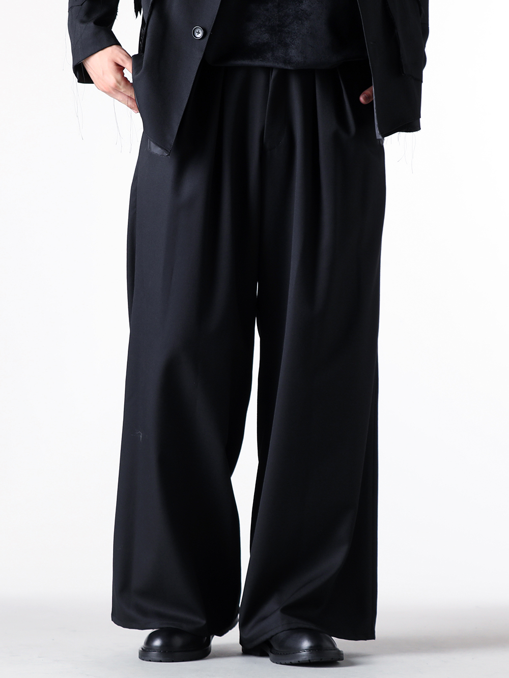 sulvam - 25AW - Pants - MW-P02-100 2 Tucked Wide Pants （Black） 5-0019
