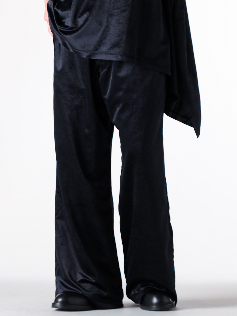 sulvam - 25AW - Pants - MW-P08-700 Wide Velour Pants （Black） 5-004