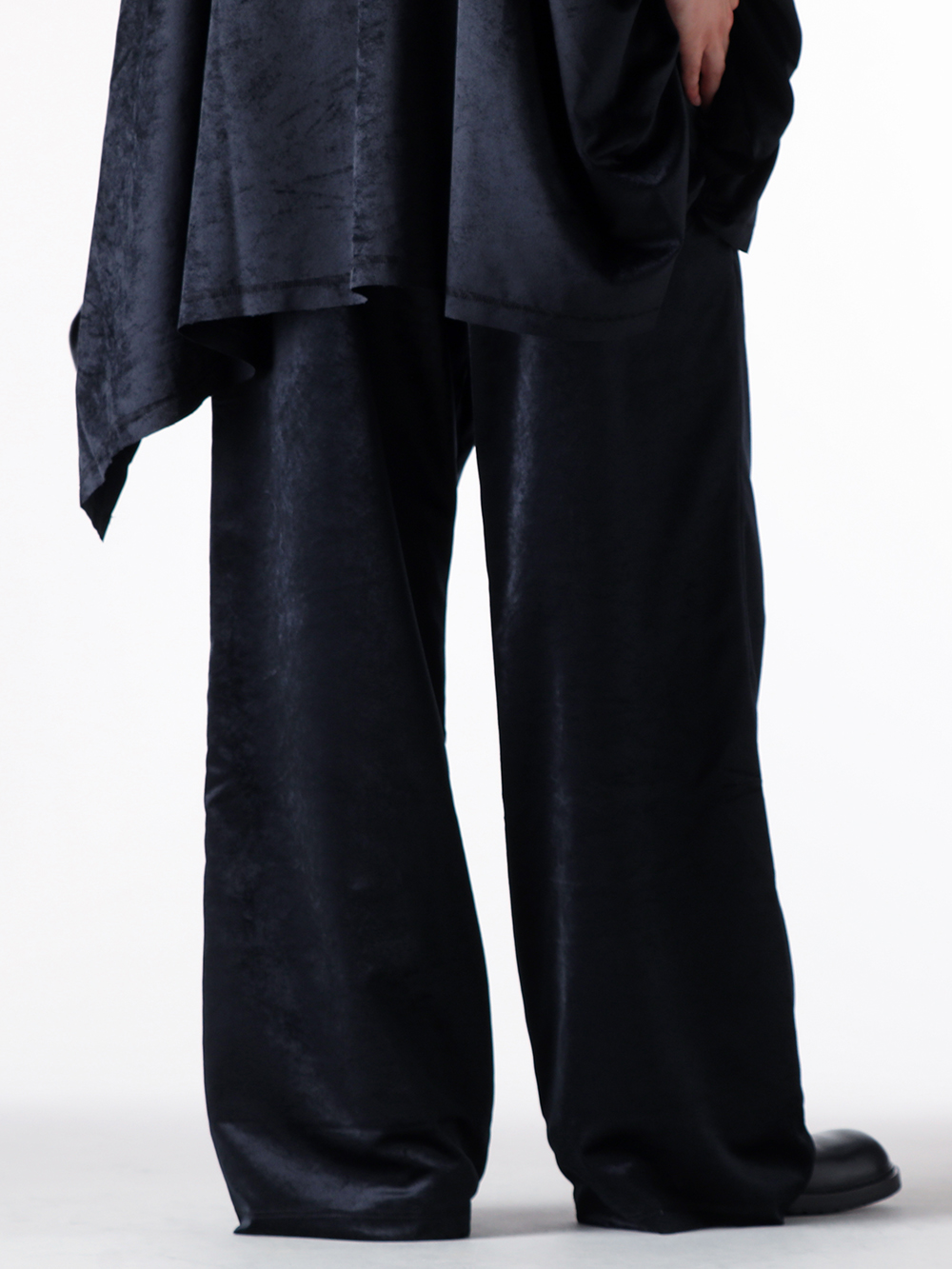 sulvam - 25AW - Pants - MW-P08-700 Wide Velour Pants （Black） 5-005