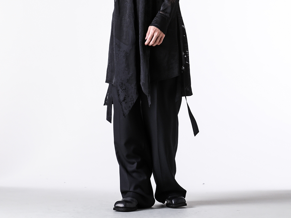 kiryuyrik - 25SS  - Wide Slacks Creating Elegant Shadows and Back Zip Boots with Eye-Catching Square Toe Design - 2 Tuck Wide Slacks (KT-HP42-101) - 9086 Square Toe Back Zip Boots Double Sole (9086) 2-001