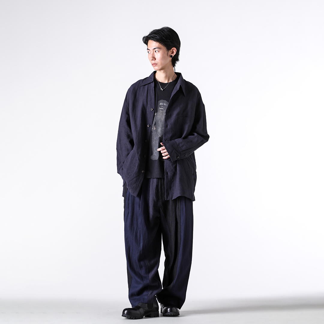 エコファーアシメントリックジャケット ZIGGY CHEN 25PF シャツジャケットで表現する、春夏アルチザン
