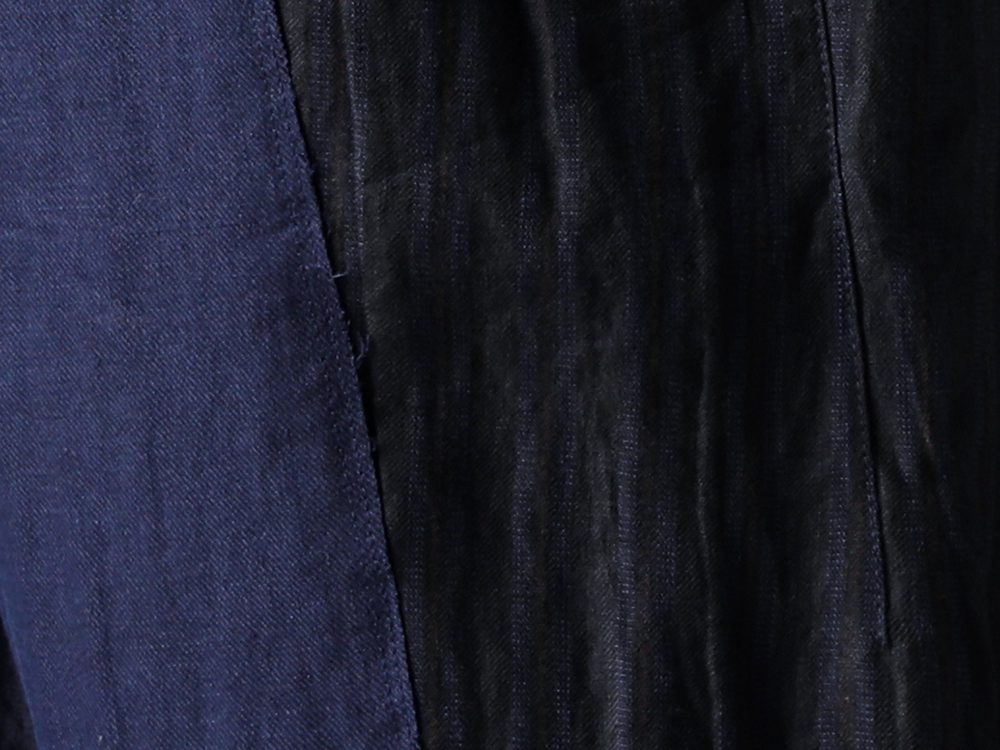 ZIGGY CHEN - 25PF - Wide Pants Featuring Asymmetrical Design and Three Types of Linen - Patchwork Trousers (0M2520511) - Chelsea Derby Shoes (0M2513001) 2-004