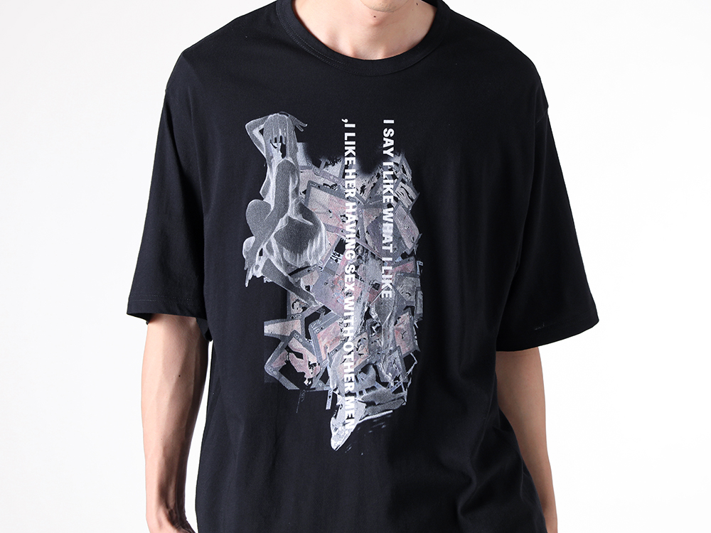 Yohji Yamamoto POUR HOMME - 25-26AW - tops - Short-sleeved printed T-shirt B （Off White） - HL-T94-992 1-0011