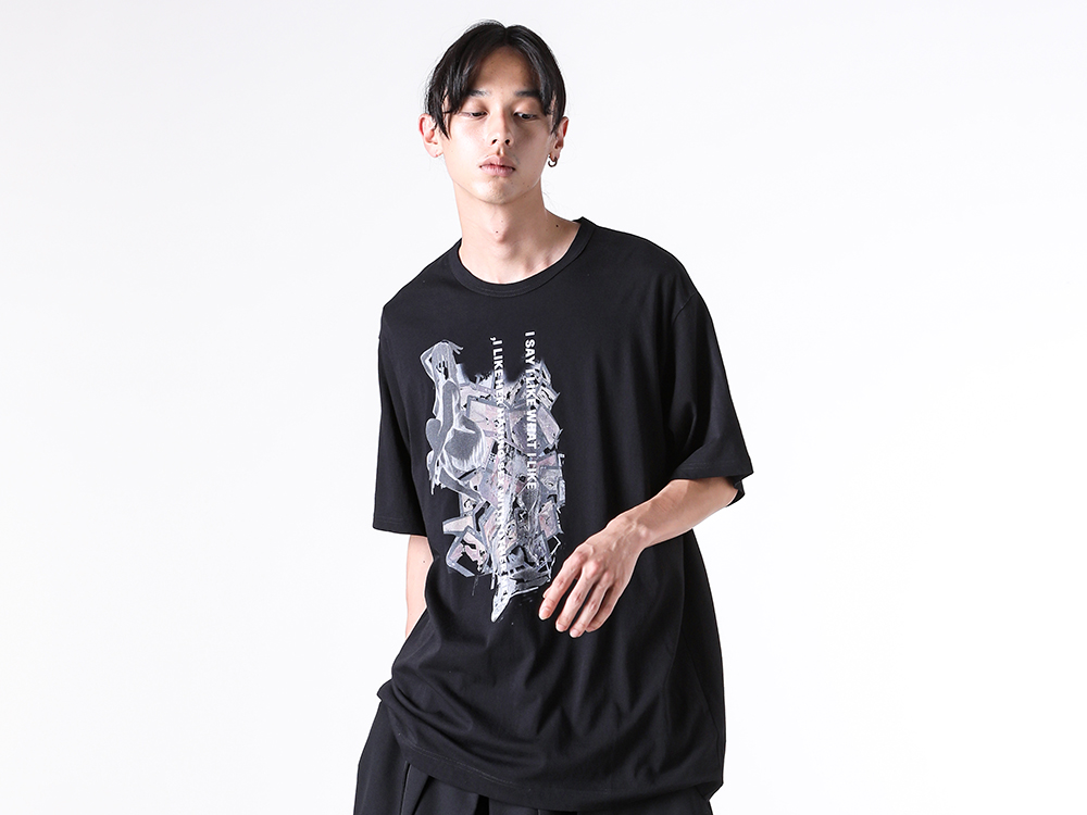 Yohji Yamamoto POUR HOMME - 25-26AW - tops - Short-sleeved printed T-shirt B （Off White） - HL-T94-992 1-0012