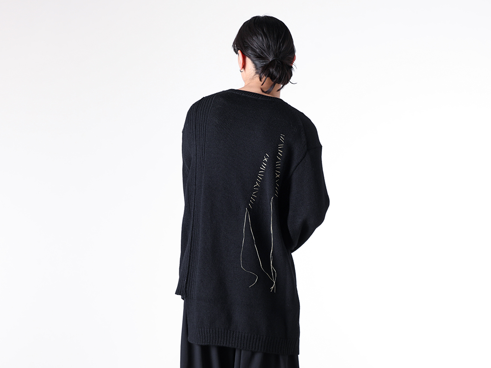Yohji Yamamoto POUR HOMME - 25-26AW - tops - round-neck pullover knit （Black） - HL-K25-196 1-002