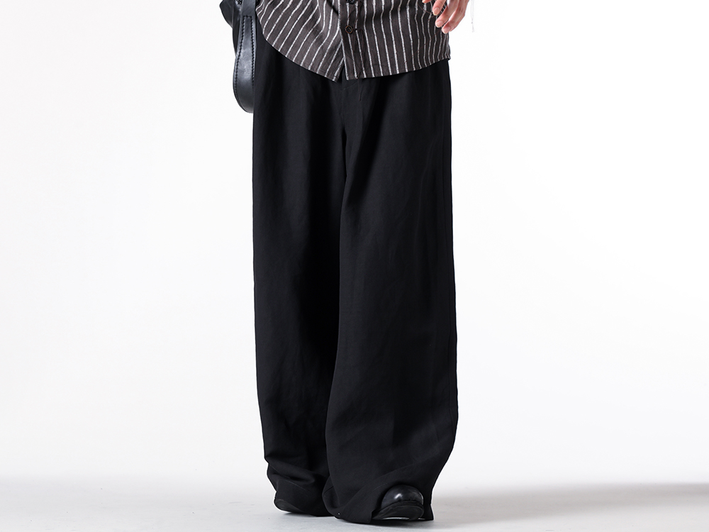 UMA WANG - 25SS  - UMA WANG タックとボリューム感のバランスが魅力のリネンワイドパンツ - POLKY PANTS-Black (S5/M/UM3510-uw900) - PL2 Long Front Zip Boots Double Sole (PL2) 2-002