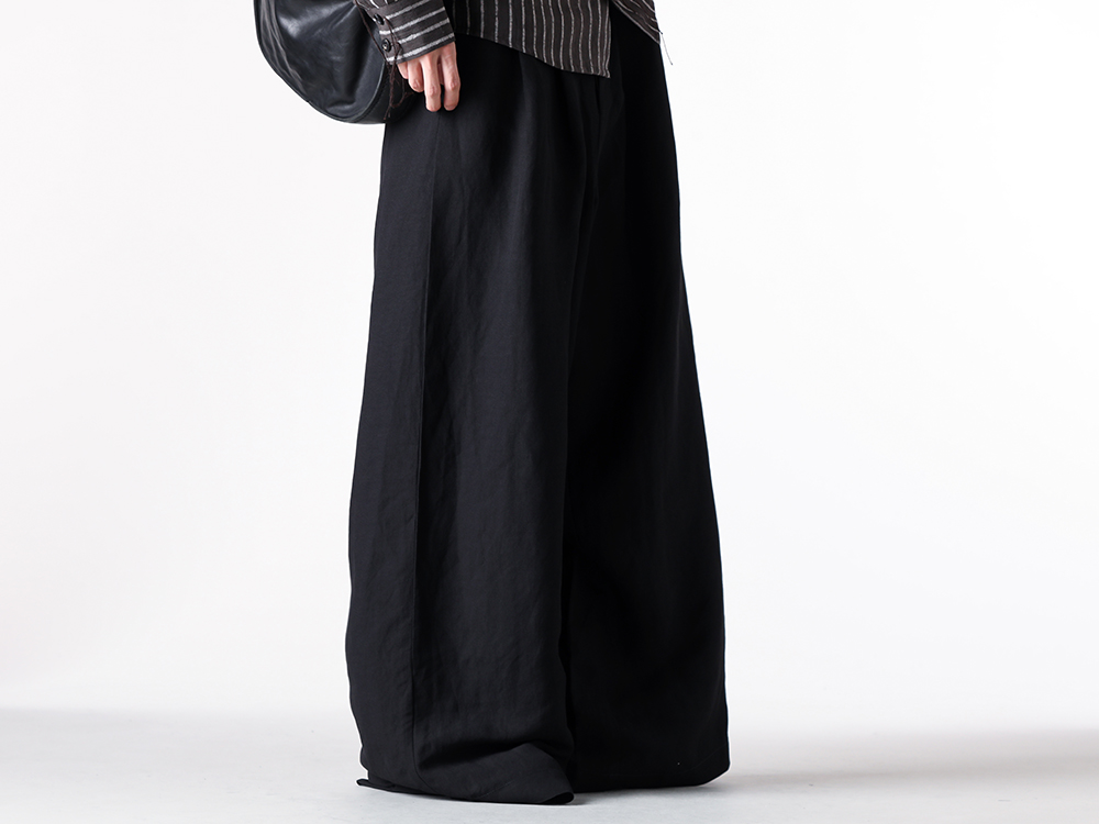 UMA WANG - 25SS  - UMA WANG タックとボリューム感のバランスが魅力のリネンワイドパンツ - POLKY PANTS-Black (S5/M/UM3510-uw900) - PL2 Long Front Zip Boots Double Sole (PL2) 2-003