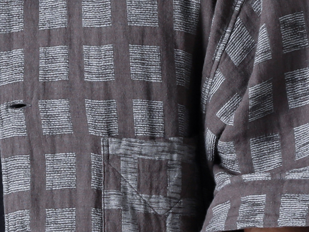 MotivMfg - 25SS Styling - MotivMfg – Short Sleeve Shirt with Dimensional Texture Expressed Through Weaving - S-ADT Arrow Collar Shirt Dobby Double Gauze 1-002