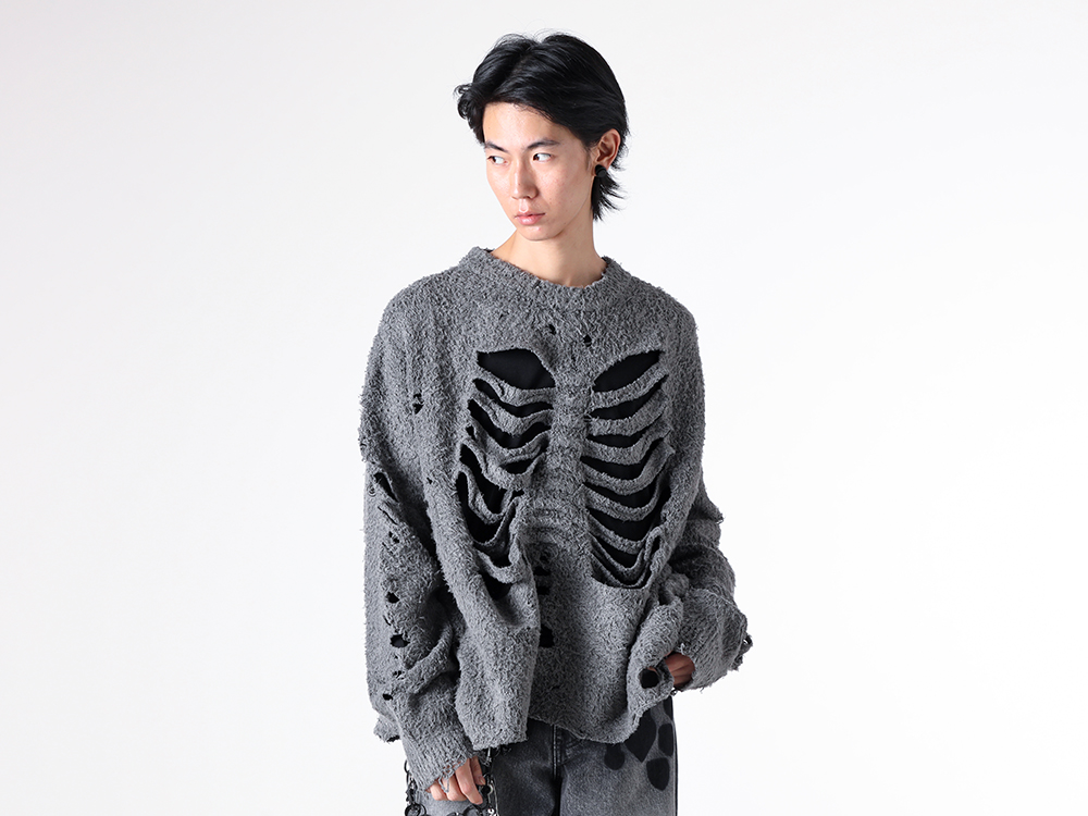 doublet ダブレット 25ss ニット オフホワイト M doublet(ダブレット) 25-26AWダメージニット デニムスタイル