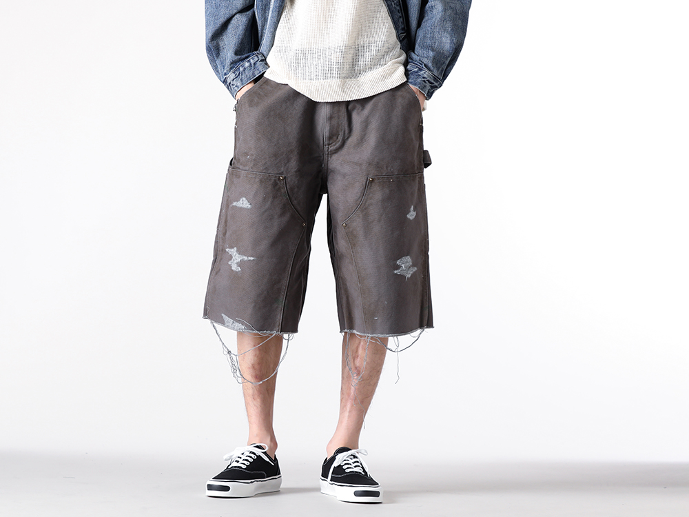KAMIYA - 25SS - Wide Bermuda Shorts with Striking Volume - BORO Duck Painter Wide Bermuda Pants (G14PT093) - Herc Vulcanized Sneaker (G11FW701) 2-001