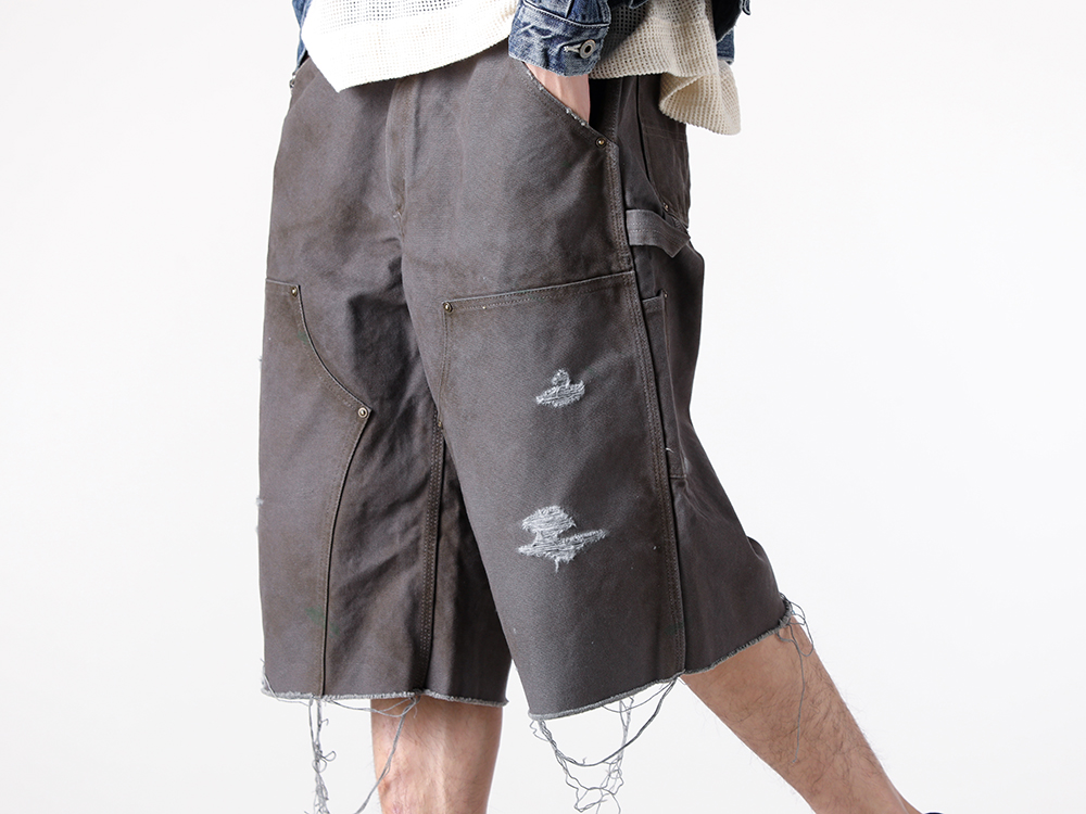 KAMIYA - 25SS - Wide Bermuda Shorts with Striking Volume - BORO Duck Painter Wide Bermuda Pants (G14PT093) - Herc Vulcanized Sneaker (G11FW701) 2-002