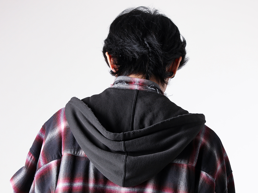 Maison MIHARA YASUHIRO - 25AW スタイリング - Maison MIHARA YASUHIRO-フーディがドッキングしたヴィンテージ風チェックシャツ - J15SH182 Sweat Hoodie L/S Shirts 1-003