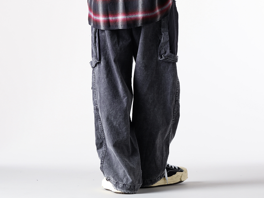 Maison MIHARA YASUHIRO - 25AW  - Maison MIHARA YASUHIRO-加工技術と素材感のバランスが際立つカーゴパンツ - J15PT172 Cotton Satin Cargo Trousers - A09FW734 HANK original vintage color sole canvas Low-Top sneaker 2-004