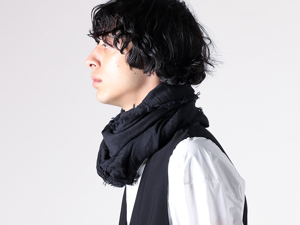 Ann Demeulemeester - 25-26AW  - Accessory - VESTA SQUARED SCARF (140X40 CM) （Black） - 2520-M-SC14 2-002