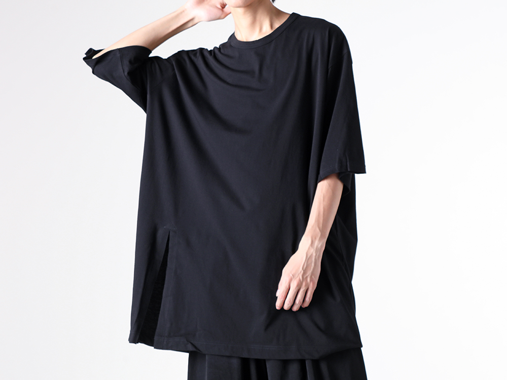 GroundY - 25-26AW - Short  Sleeve T-Shirt - Slit Short Sleeve Jumbo T-Shirt （BLACK） - GA-T02-040 4-007