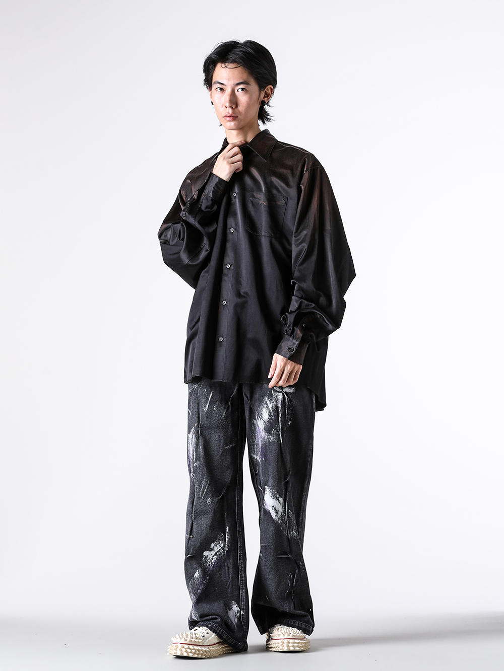 doublet - 2025AW  - Knit and Shirt - 25AW38SH160 Sun-Fade Satin Shirt 2-006