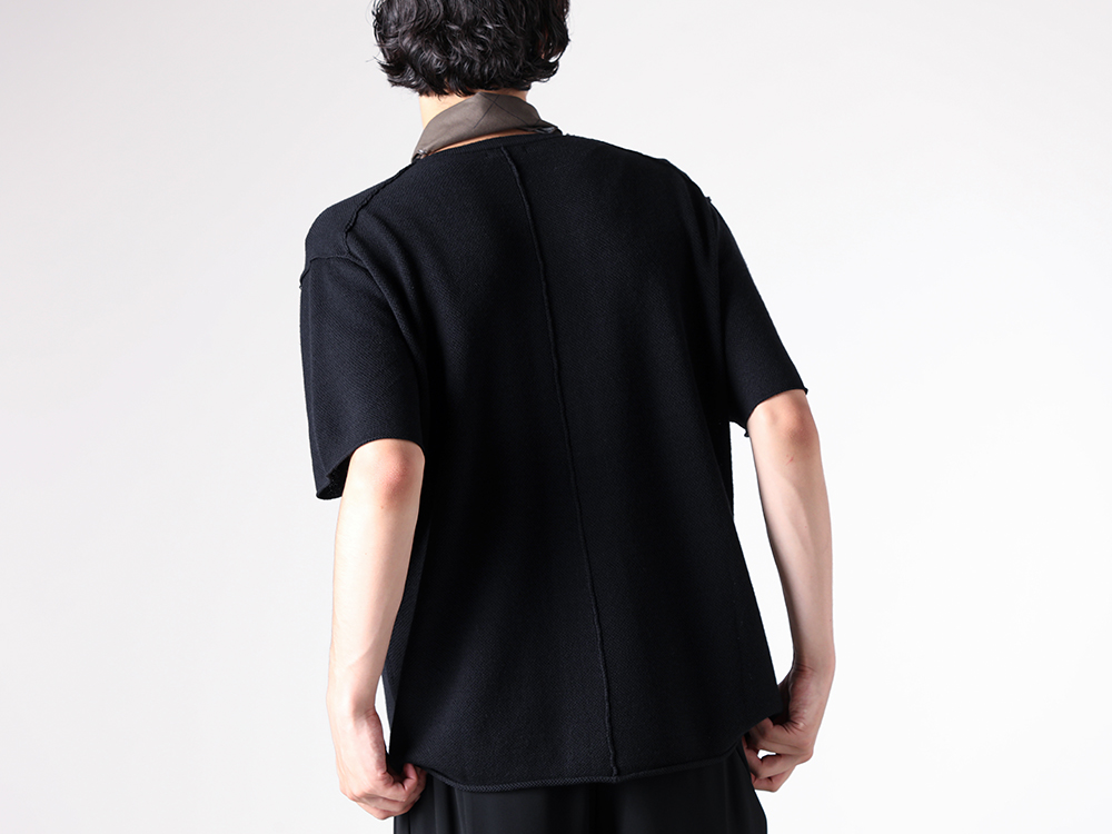 DEVOA - 25-26AW  - T-Shirt - Knit Short Sleeve Merino Wool / Cotton （BLACK） - KTS-MCN1 2-002