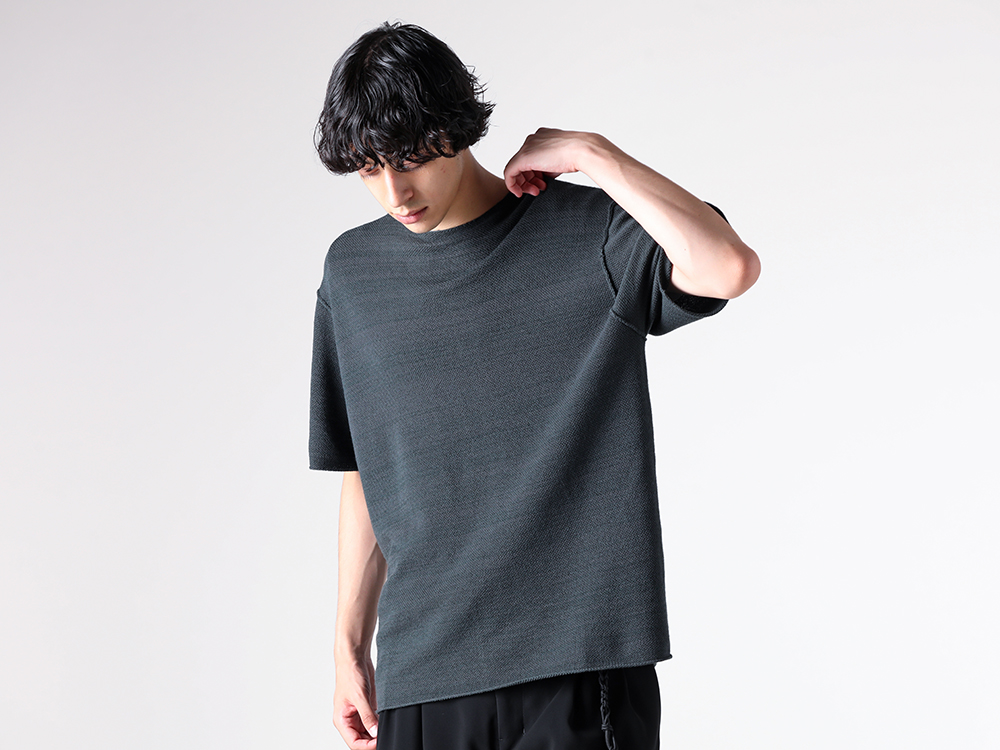 DEVOA - 25-26AW  - T-Shirt - Knit Short Sleeve Merino Wool / Cotton （GREEN） - KTS-MCN1 2-005