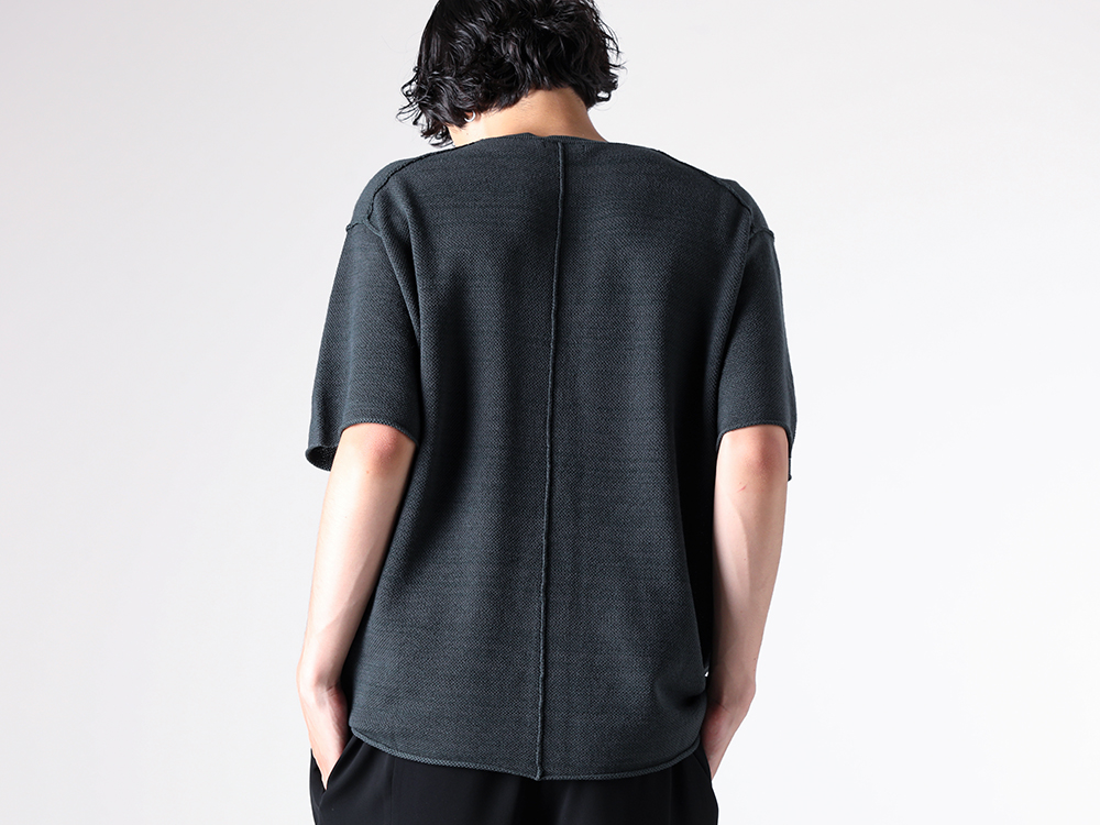 DEVOA - 25-26AW  - T-Shirt - Knit Short Sleeve Merino Wool / Cotton （GREEN） - KTS-MCN1 2-006