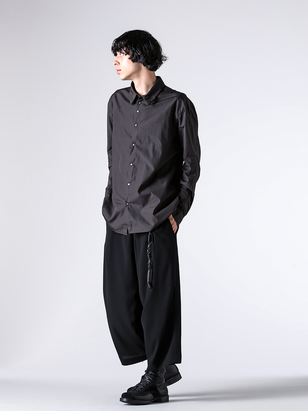DEVOA - 25-26AW - Pants - Cropped Pants Matte Polyester （BLACK） - PTI-SMBC 3-006