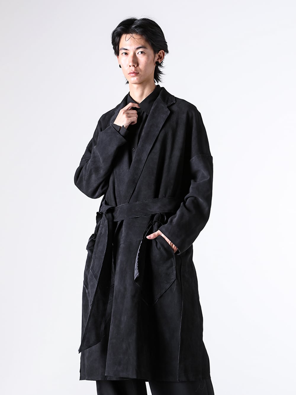 sulvam - 25AW styling - Outer - M-L01-900 - Classic Leather Gown Coat 1-001