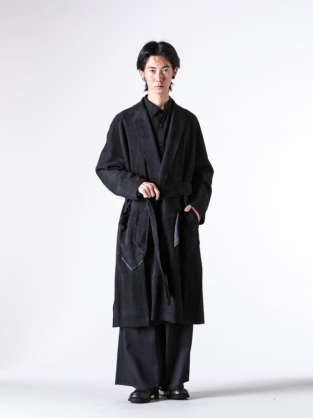 sulvam - 25AW styling - Outer - M-L01-900 - Classic Leather Gown Coat 1-003