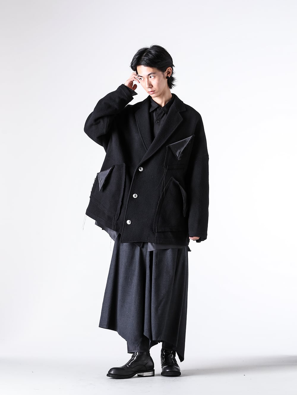 sulvam - 25AW styling - Outer - MW-C02-400 - Short Broken Coat  1-003