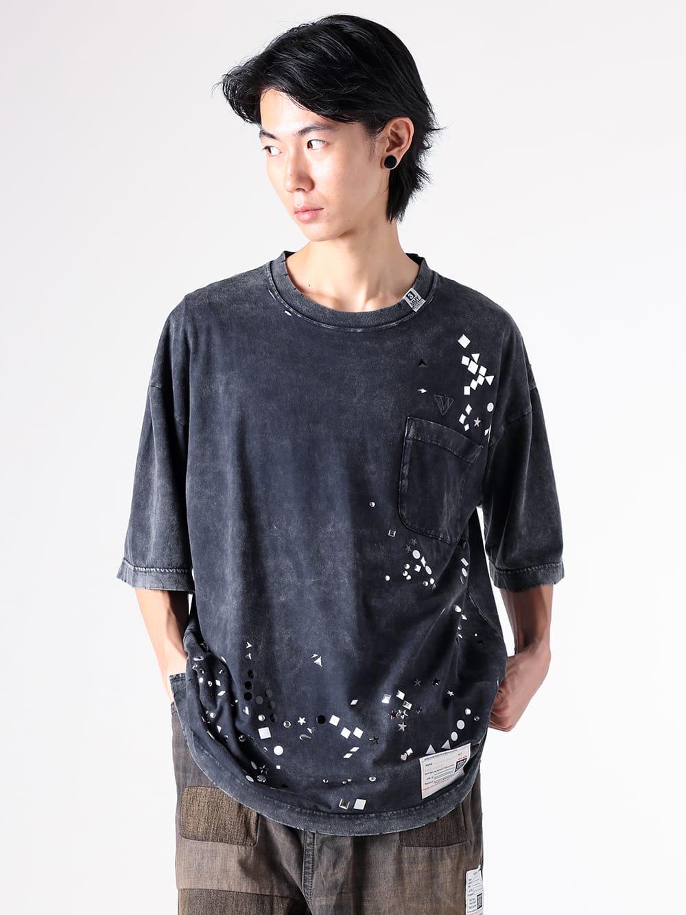 Maison MIHARA YASUHIRO - A15TS631 - Embellished Bleached Tee 3-001