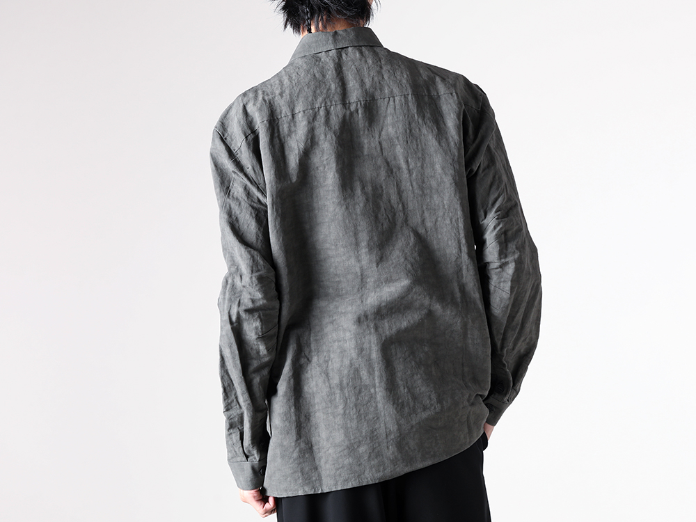 DEVOA - 25-26AW - Long Sleeve Shirt - Fitted Shirt Cotton / Linen Advanced Dye （DARK GREEN） / SHC-ADNV 1-0010