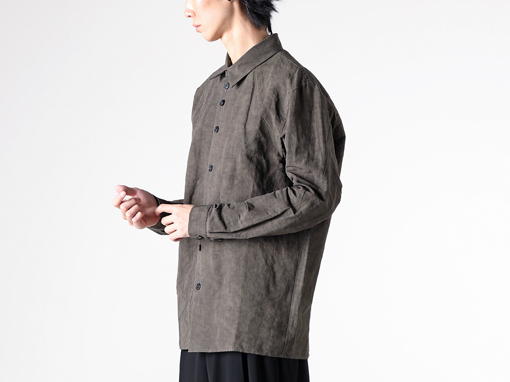 DEVOA - 25-26AW - Long Sleeve Shirt - Fitted Shirt Cotton / Linen Advanced Dye （MAD GRAY） / SHC-ADNV 1-0012