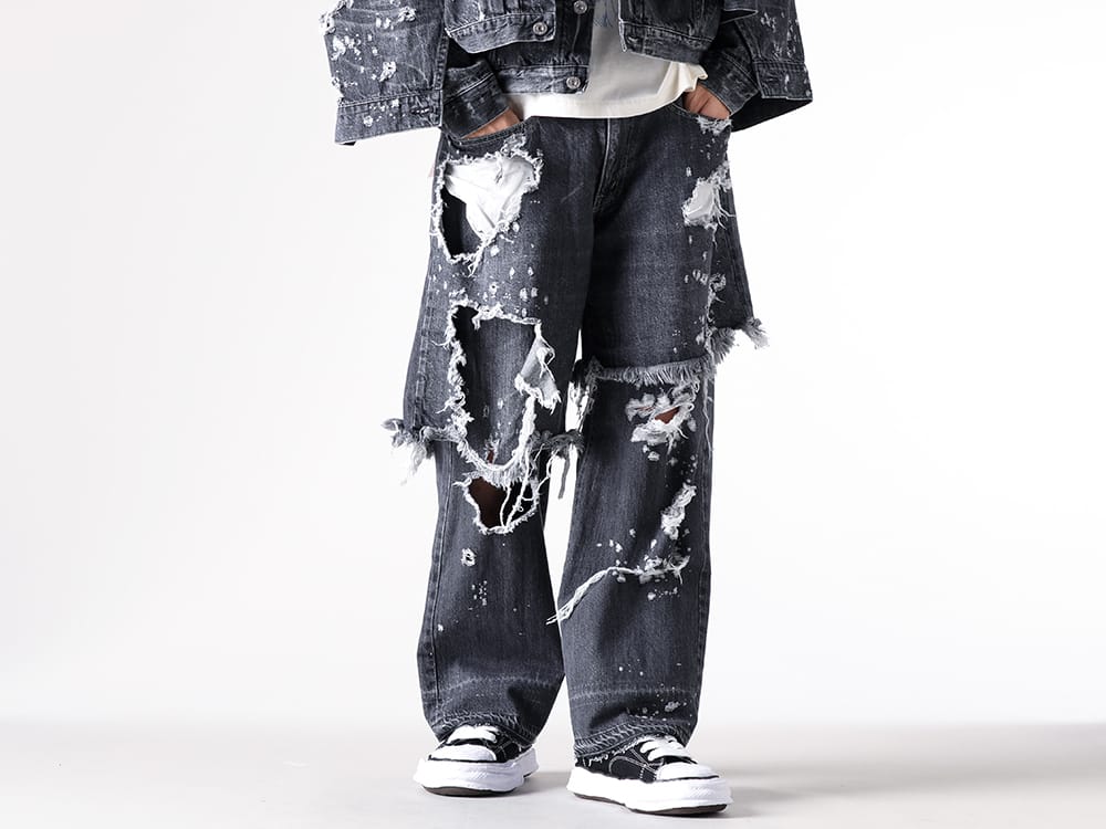 SEVESKIG- Re:Layer 5P Denim Pants - BLACK styling images 6