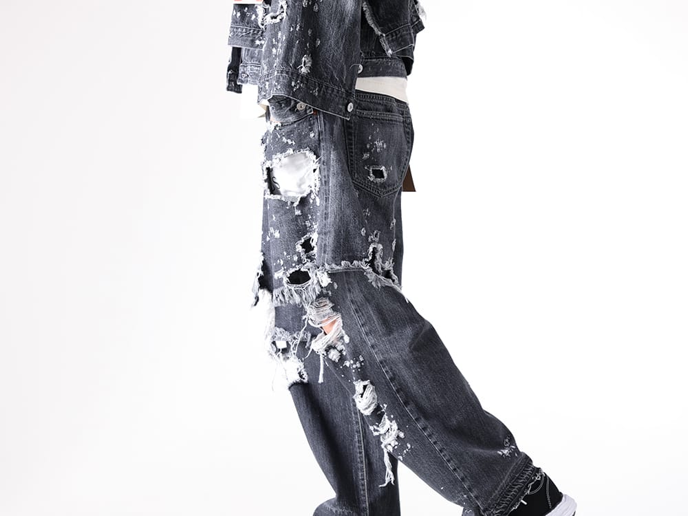 SEVESKIG- Re:Layer 5P Denim Pants - BLACK styling images 8