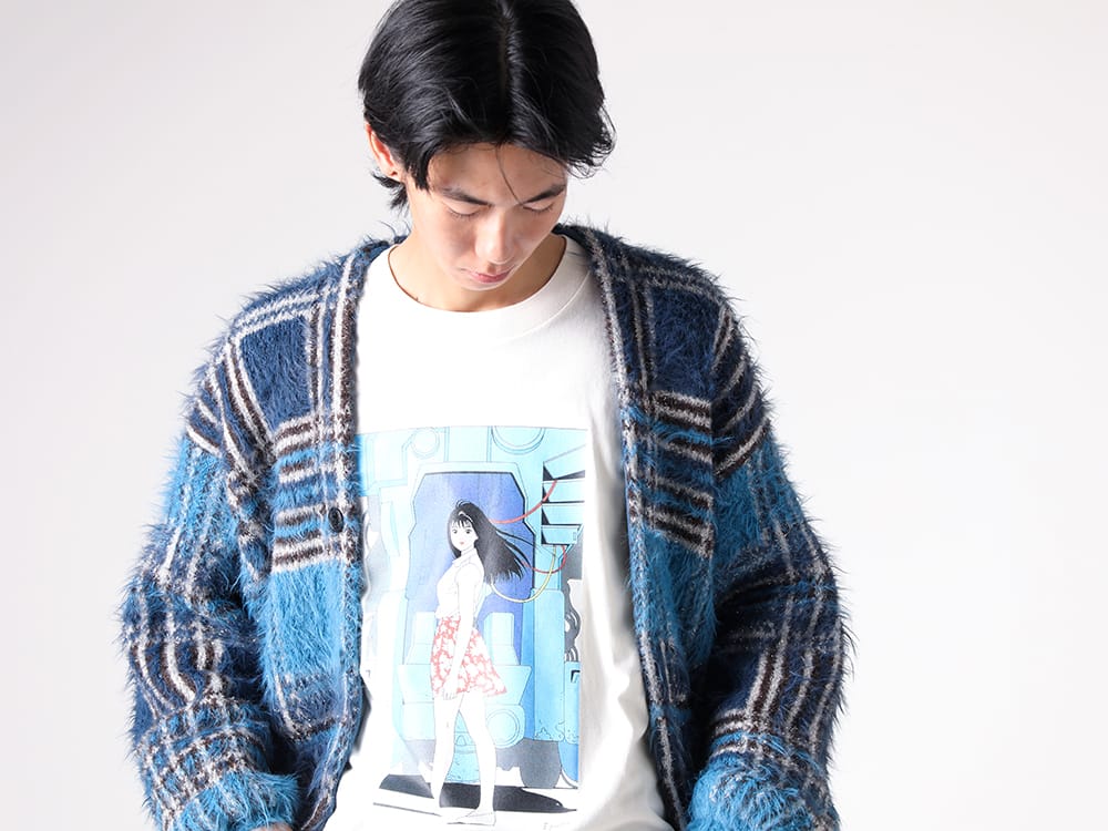 SEVESKIG- Lustre Check Knit Cardigan - blue styling images 6