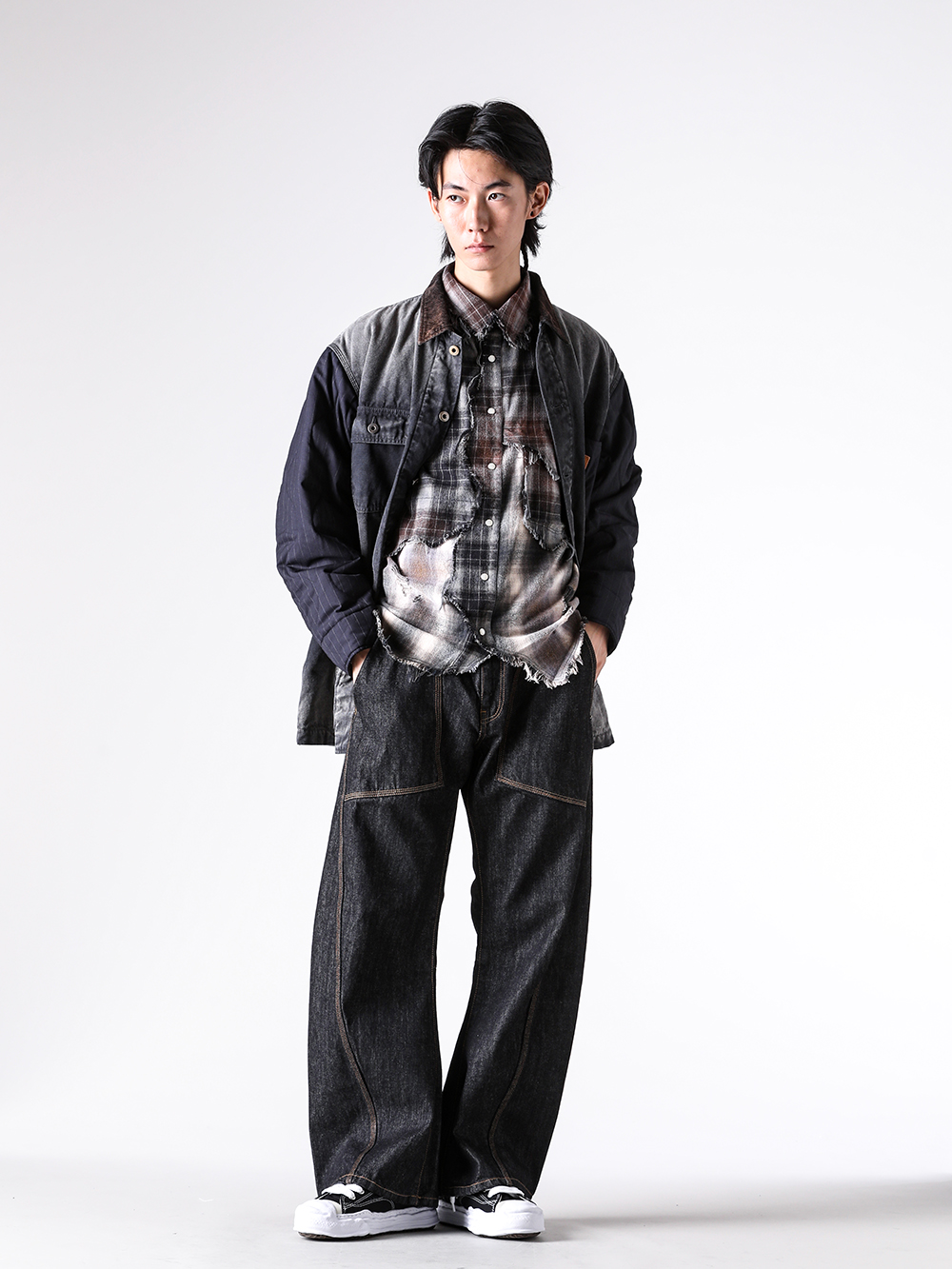 【うきちゃん】KHOKI 25ss Work Coat Black KHOKI Vintage-effect work coat BLACK 25ss-co-01 | BEST
