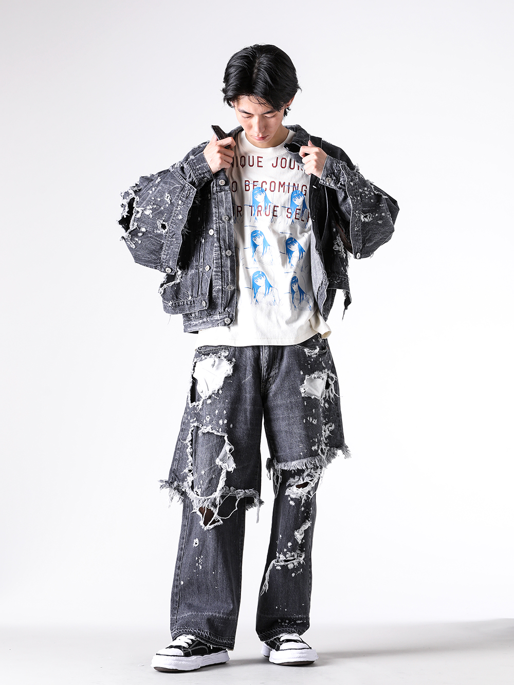 SEVESKIG - 25AW - 見出し3 - 202507JK-SV-NGA-1007 Re:Layer Denim Jacket - CT-SV-NGA-1007 Nostalgic Girl RZ03 S/SL Tee Ver,Hisashi Eguchi - PT-SV-NGA-1005 Re:Layer 5P Denim Pants - A11FW702 PETERSON 23 Original Sole Canvas Low-Top Sneaker 3-001