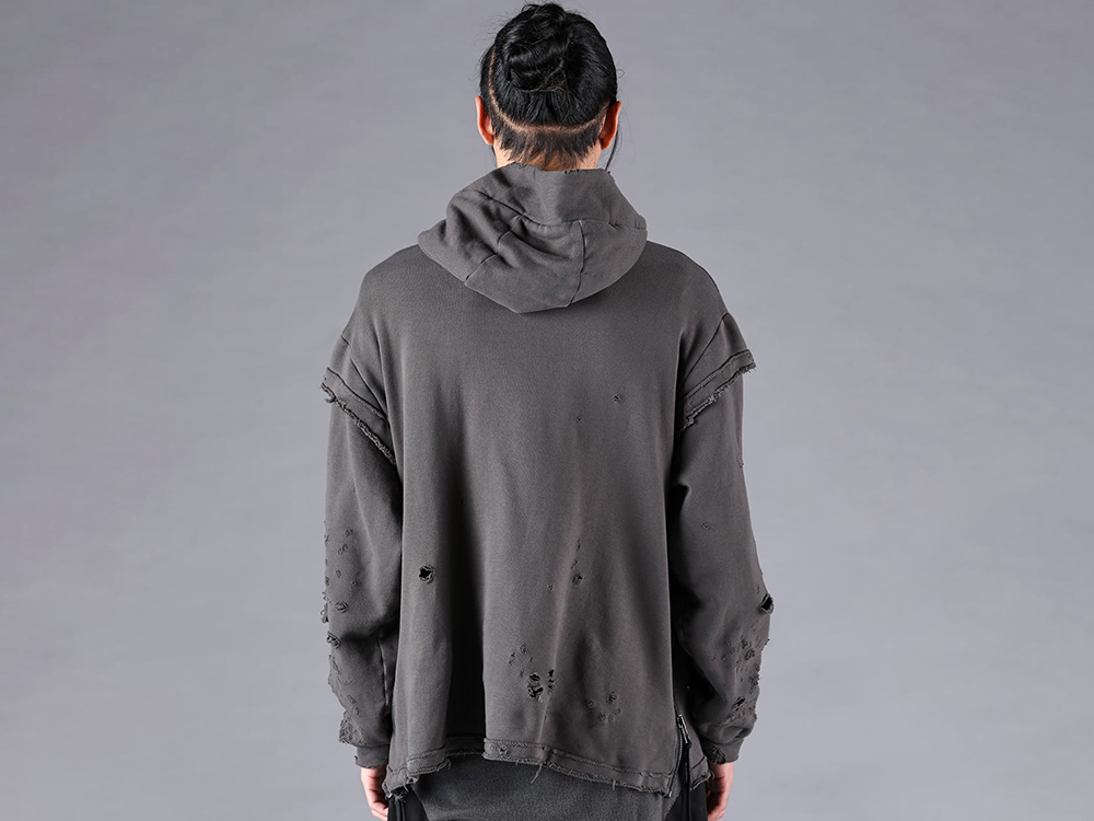 D.HYGEN - 25-26AW - Tops - Untwisted Fleece-Lined Oversize Pullover Hoodie （CHARCOAL） - ST101-0525A 1-0010