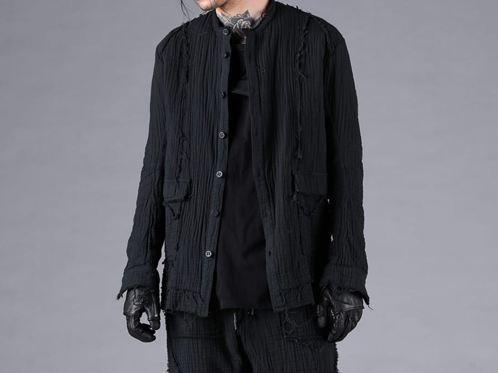 D.HYGEN - 25-26AW - Tops - Triple Gauze Band Collar Shirt （BLACK） - ST102-0225A 1-0013