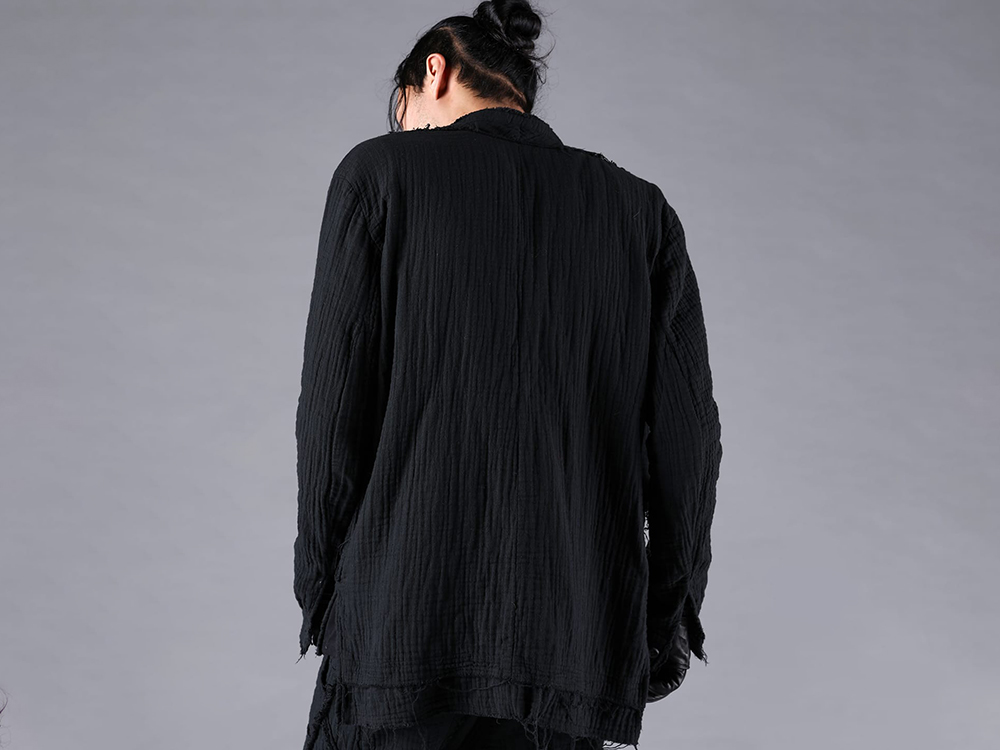 D.HYGEN - 25-26AW - Tops - Triple Gauze Band Collar Shirt （BLACK） - ST102-0225A 1-0014