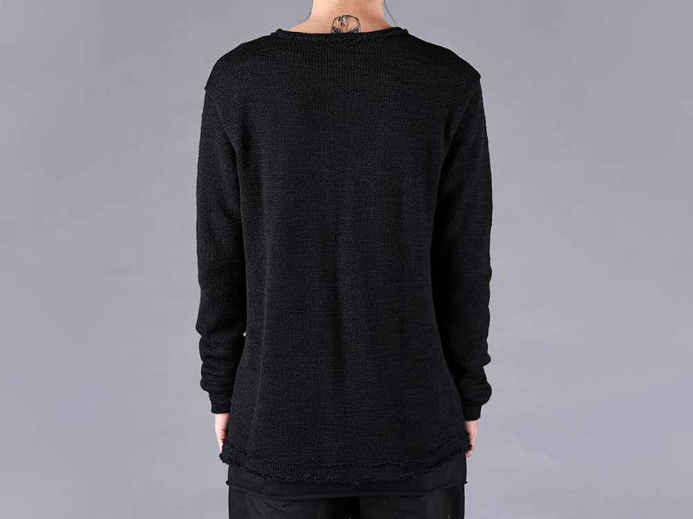D.HYGEN - 25-26AW - Tops - Low Gauge Knit x Cotton Jersey Layered T-Shirt （Black） - ST101-0725A 1-0020